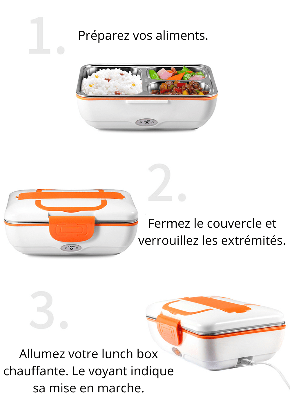 Lunch Box Chauffante Orange (Voiture/Maison)
