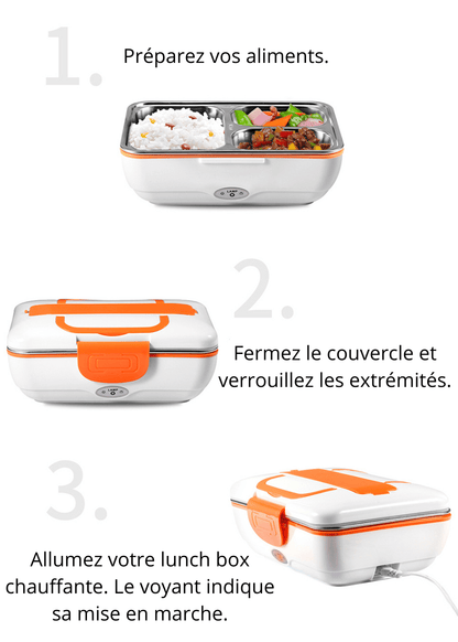 Lunch Box Chauffante Orange (Voiture/Maison)