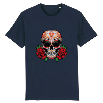 T shirt tete de mort mexicaine Rose Flamme