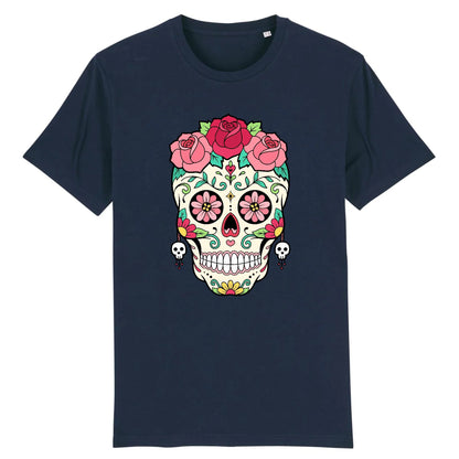 T shirt tete de mort mexicaine rose