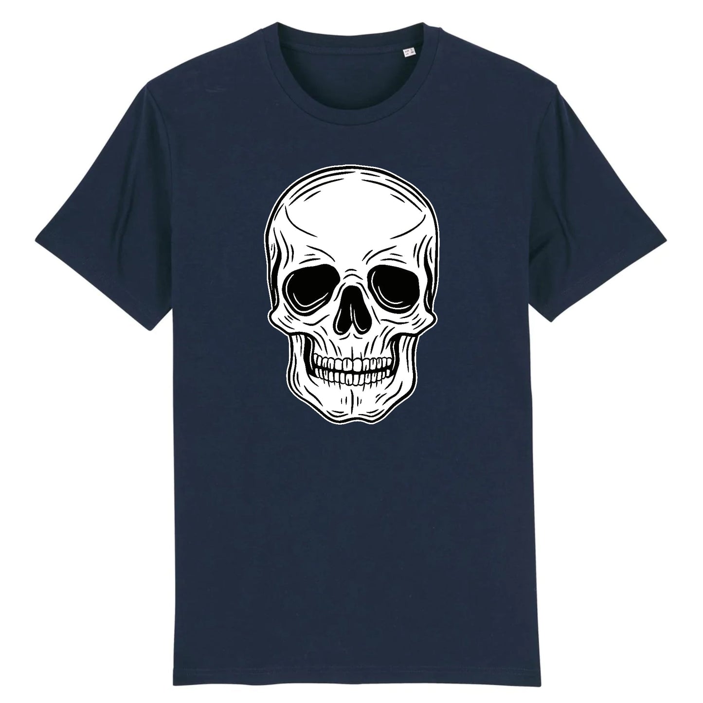T shirt tête de mort blanche