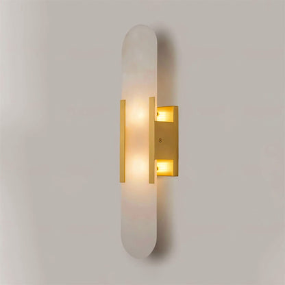 Applique Murale Melange Elongée en Albâtre - Design Élégant avec Détails en Laiton