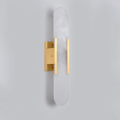 Applique Murale Melange Elongée en Albâtre - Design Élégant avec Détails en Laiton