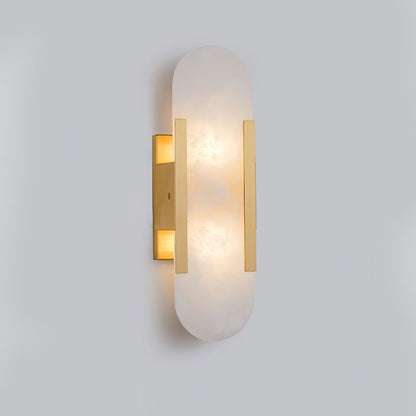 Applique Murale Melange Elongée en Albâtre - Design Élégant avec Détails en Laiton