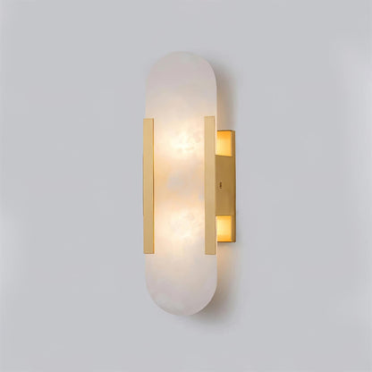 Applique Murale Melange Elongée en Albâtre - Design Élégant avec Détails en Laiton