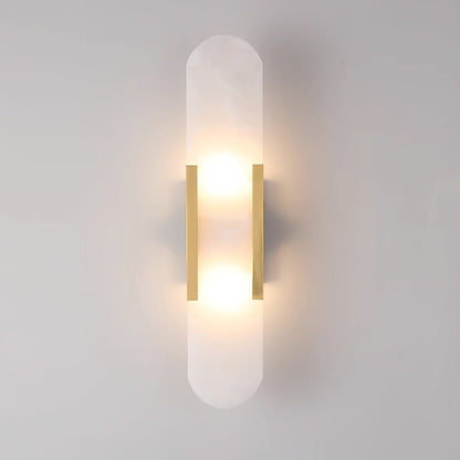 Applique Murale Melange Elongée en Albâtre - Design Élégant avec Détails en Laiton