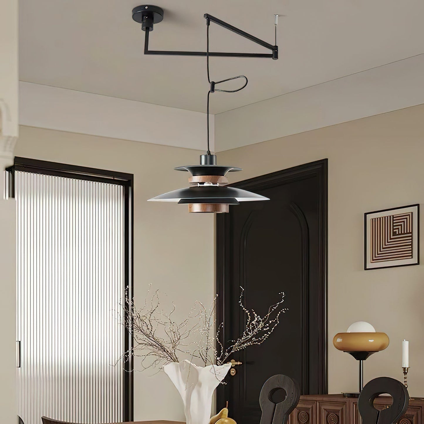 Suspension Mercero à Bras Pivotants – Design Scandinave, Lumière LED