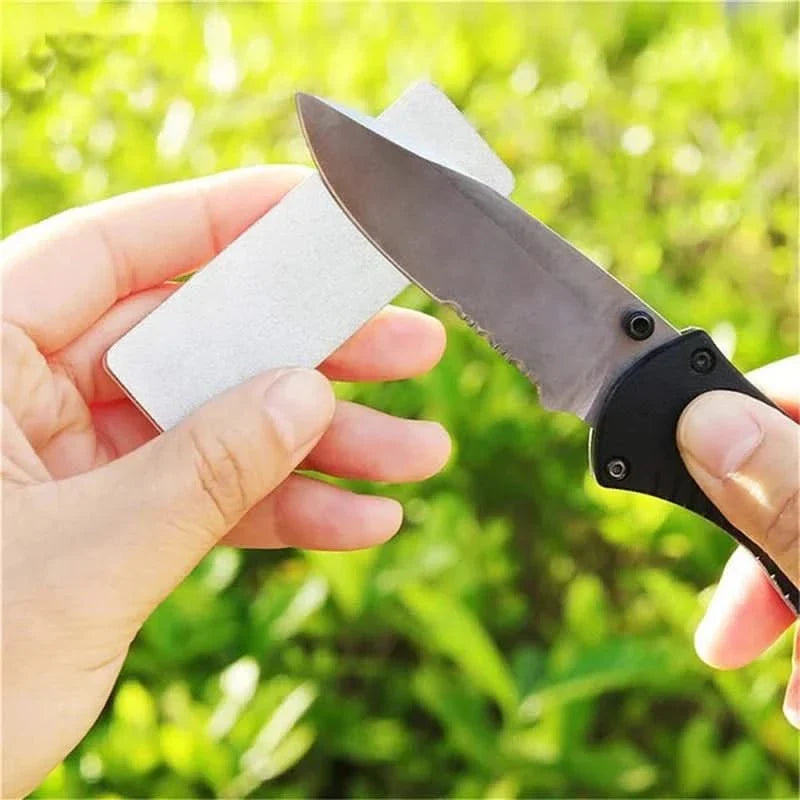 Mini pierre à aiguiser double face – Aiguiseur de couteaux en diamant et céramique pour extérieur