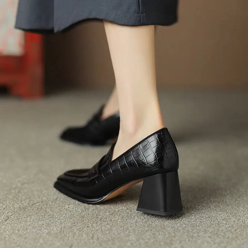 Mocassin noir talon