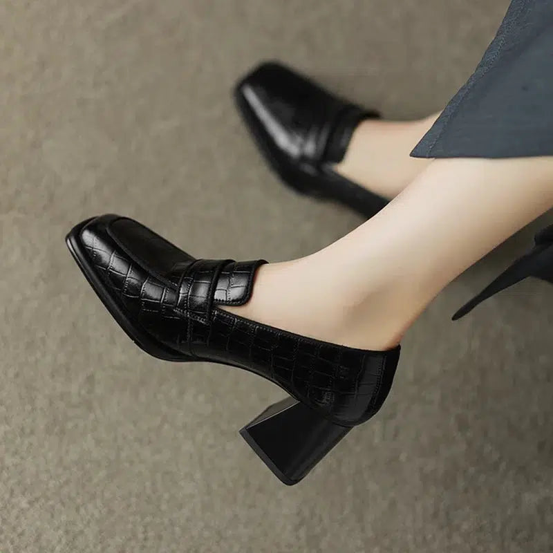 Mocassin noir talon