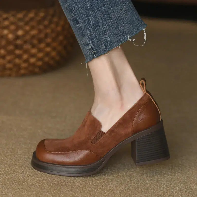 Mocassin talon carré vintage