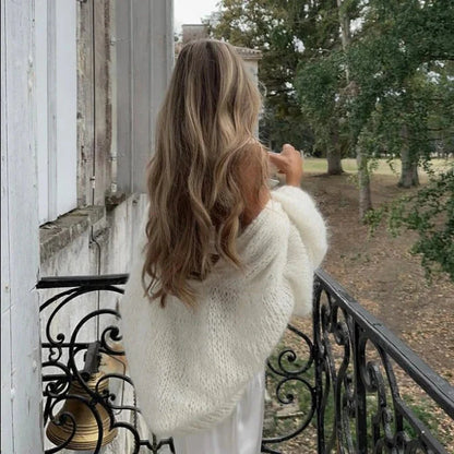 Mohair white cardigan-Old Money