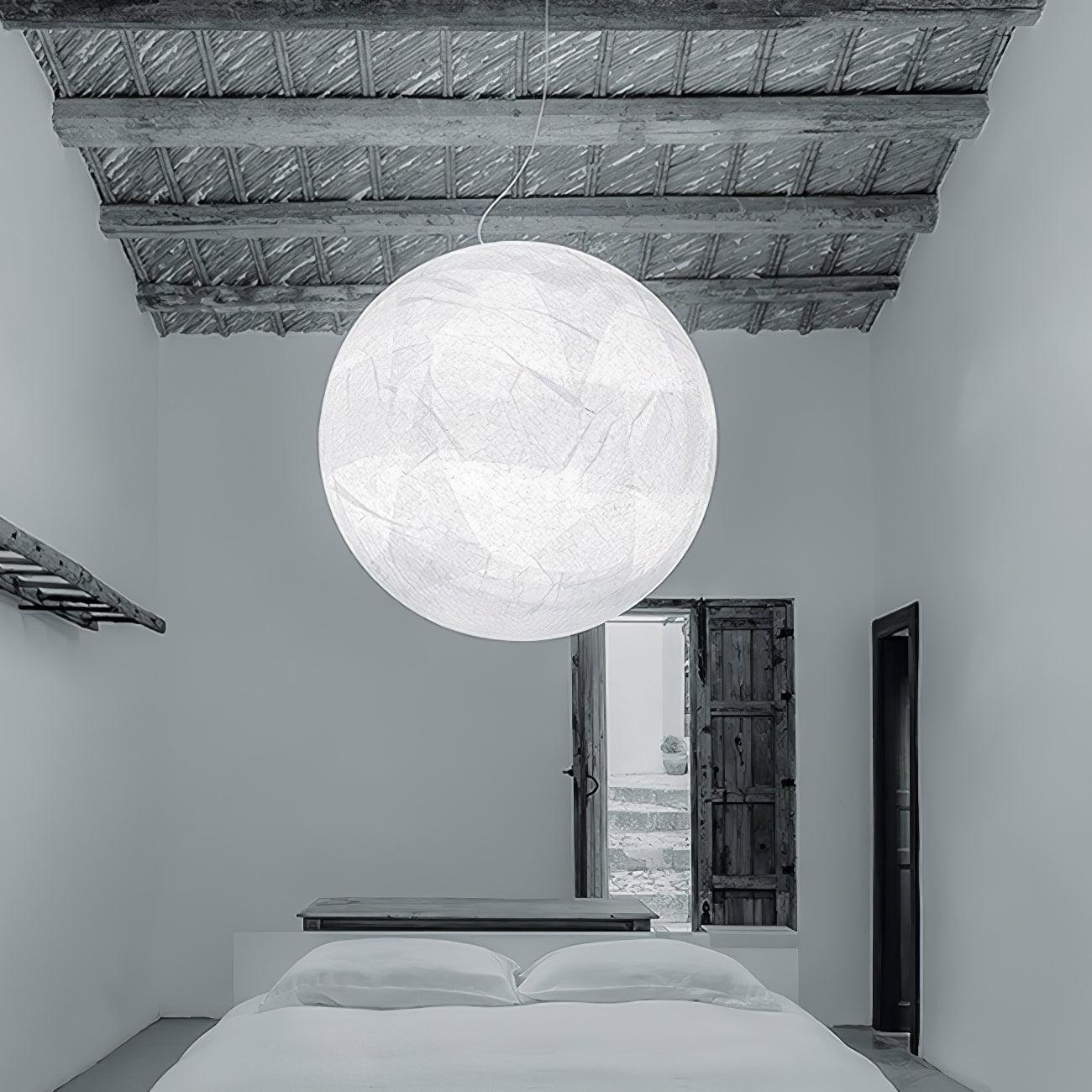Suspension Mondseide en Soie Naturelle et Métal - Éclairage LED Élégant pour Salon et Chambre