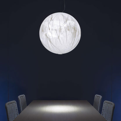 Suspension Mondseide en Soie Naturelle et Métal - Éclairage LED Élégant pour Salon et Chambre