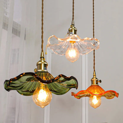 Luminaire Pendentif Hibiscus en Verre Soufflé
