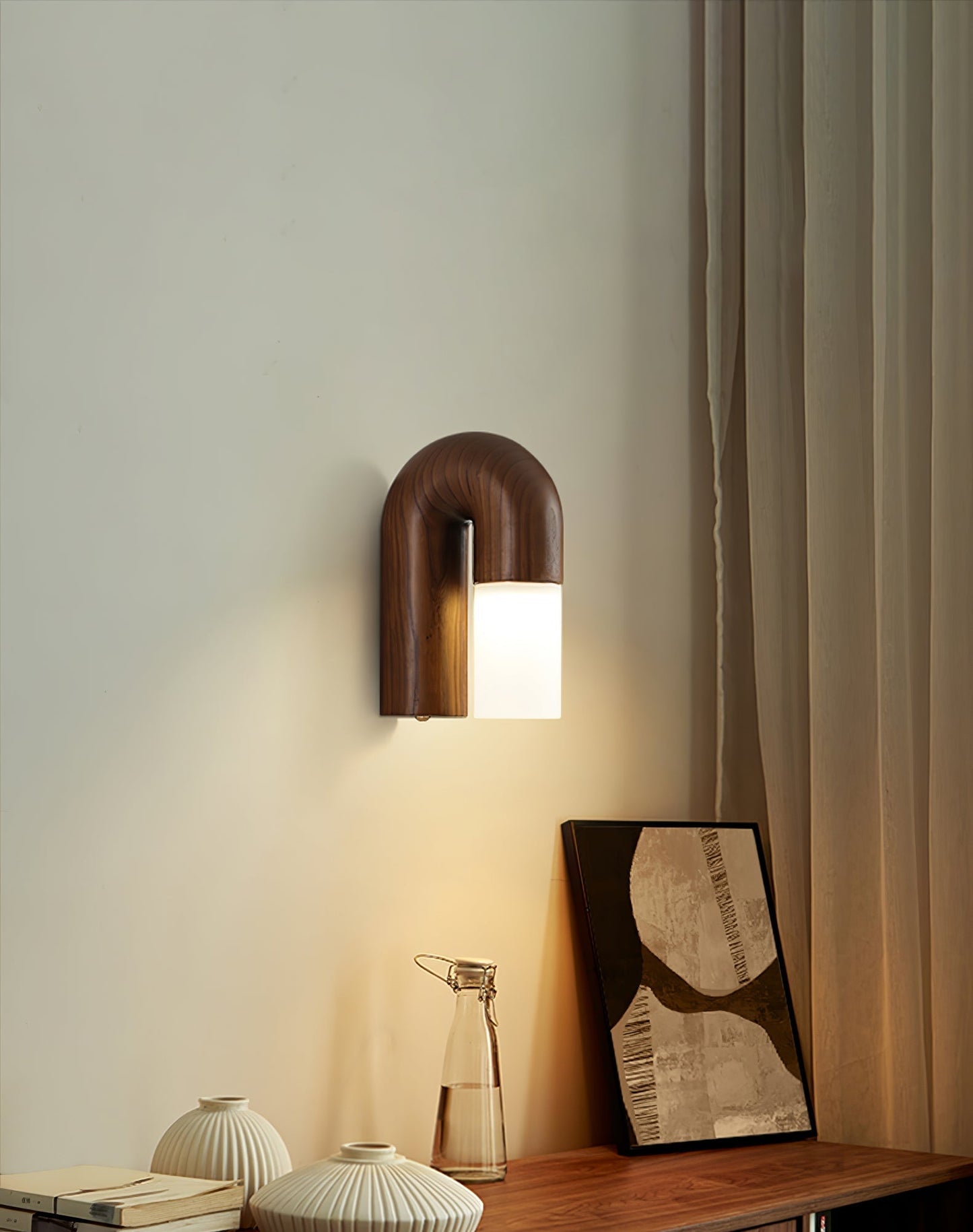 Applique Murale Arcus Wood - Lampe Moderne en Bois et Métal avec Lumière LED Intégrée