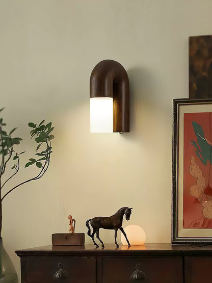 Applique Murale Arcus Wood - Lampe Moderne en Bois et Métal avec Lumière LED Intégrée