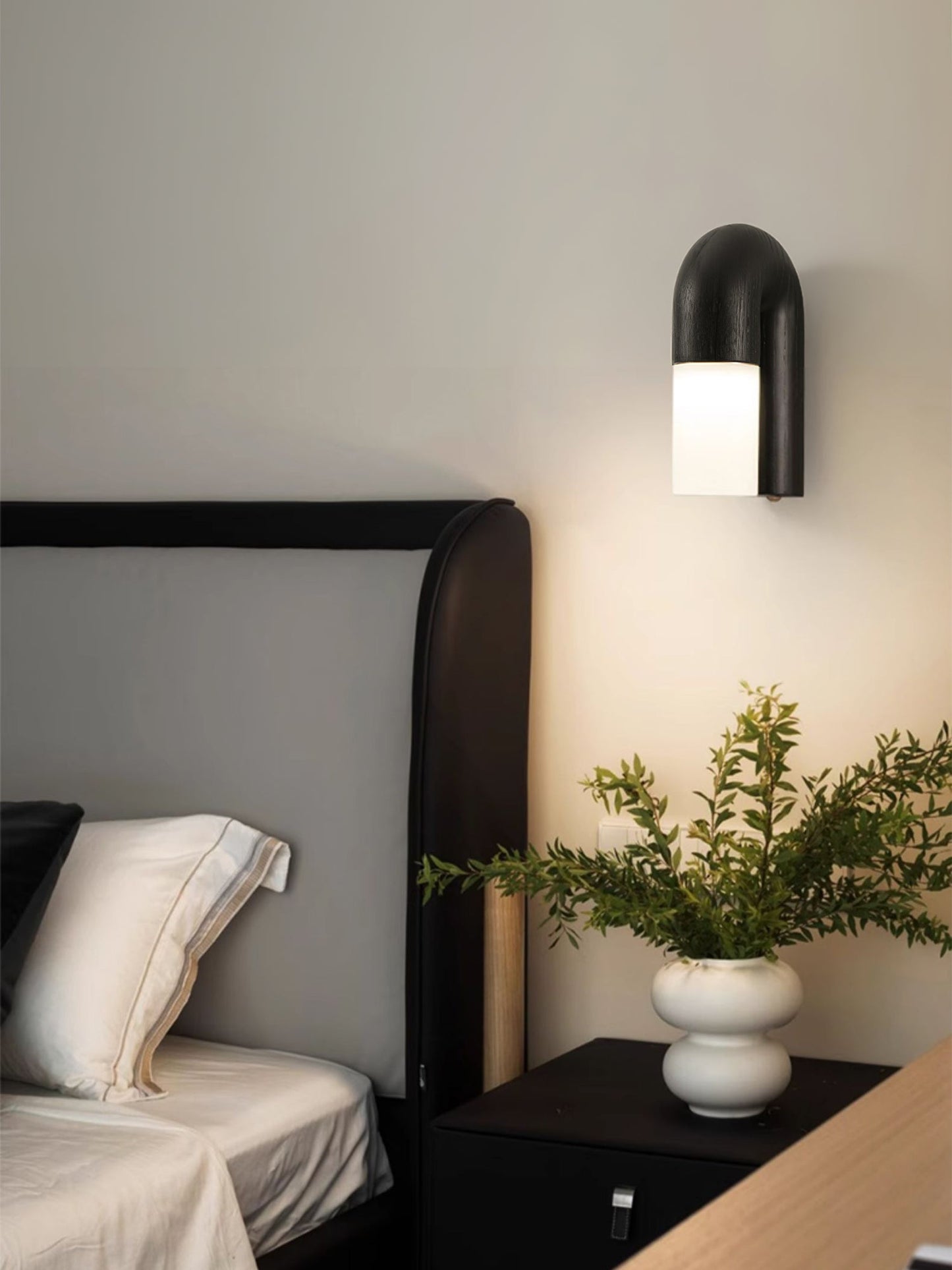 Applique Murale Arcus Wood - Lampe Moderne en Bois et Métal avec Lumière LED Intégrée