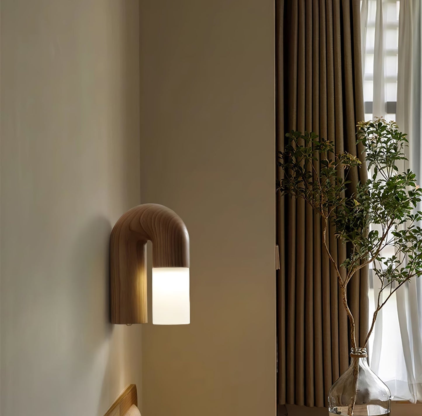 Applique Murale Arcus Wood - Lampe Moderne en Bois et Métal avec Lumière LED Intégrée