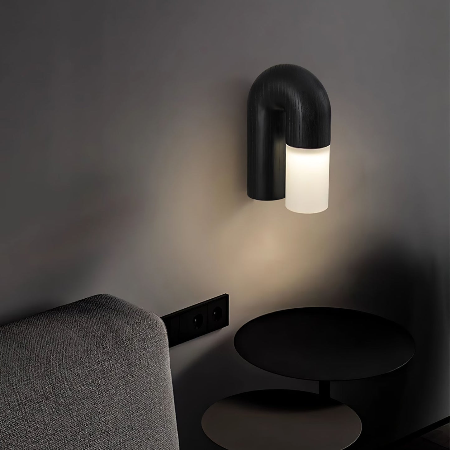 Applique Murale Arcus Wood - Lampe Moderne en Bois et Métal avec Lumière LED Intégrée