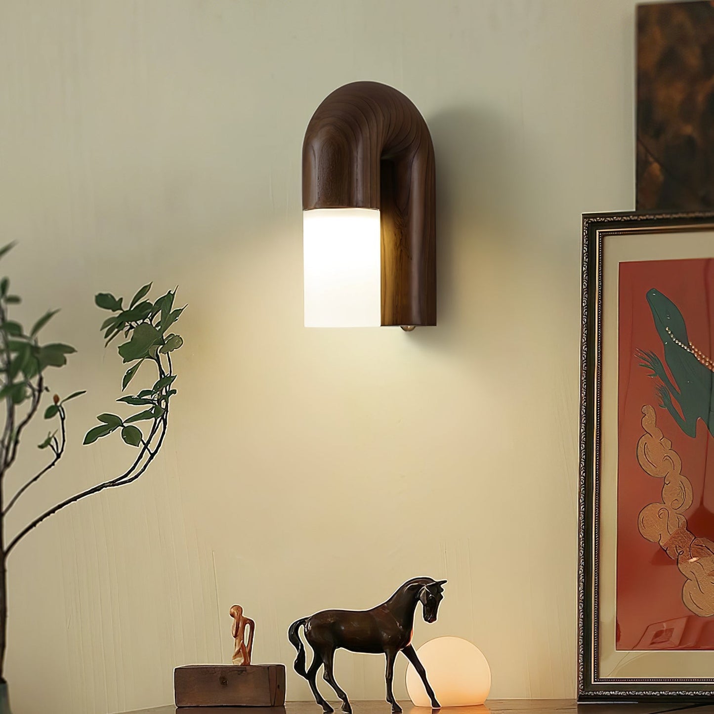 Applique Murale Arcus Wood - Lampe Moderne en Bois et Métal avec Lumière LED Intégrée