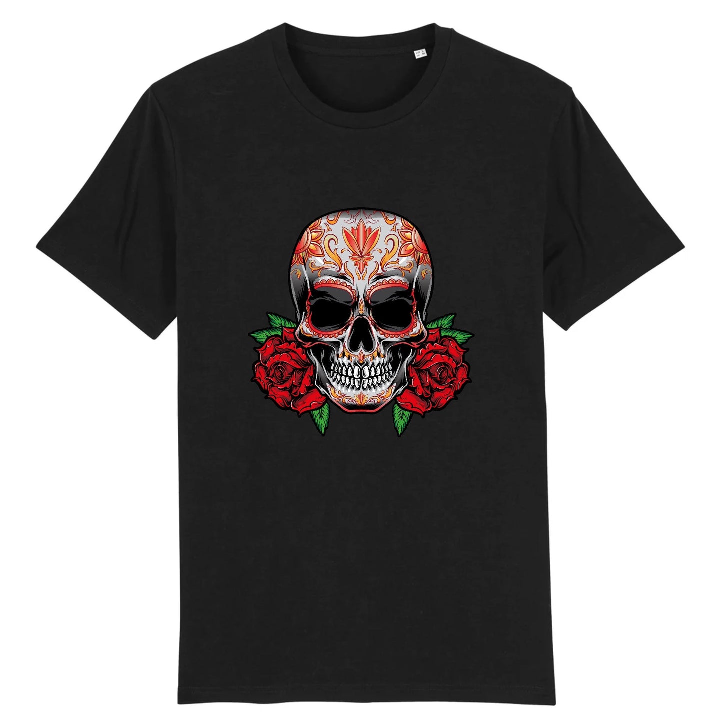 T shirt tete de mort mexicaine Rose Flamme