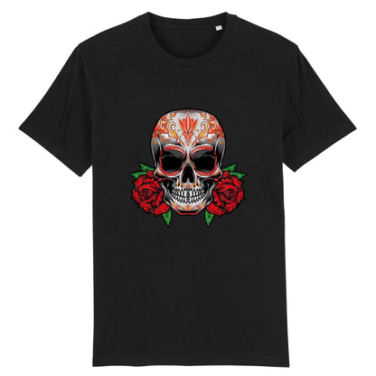 T shirt tete de mort mexicaine Rose Flamme