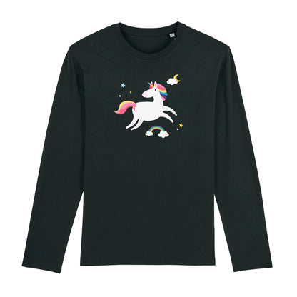 T shirt Manches longues Homme Licorne sur les Nuages