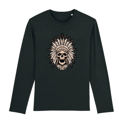 T shirt Manches longues Homme Tête de Mort indienne