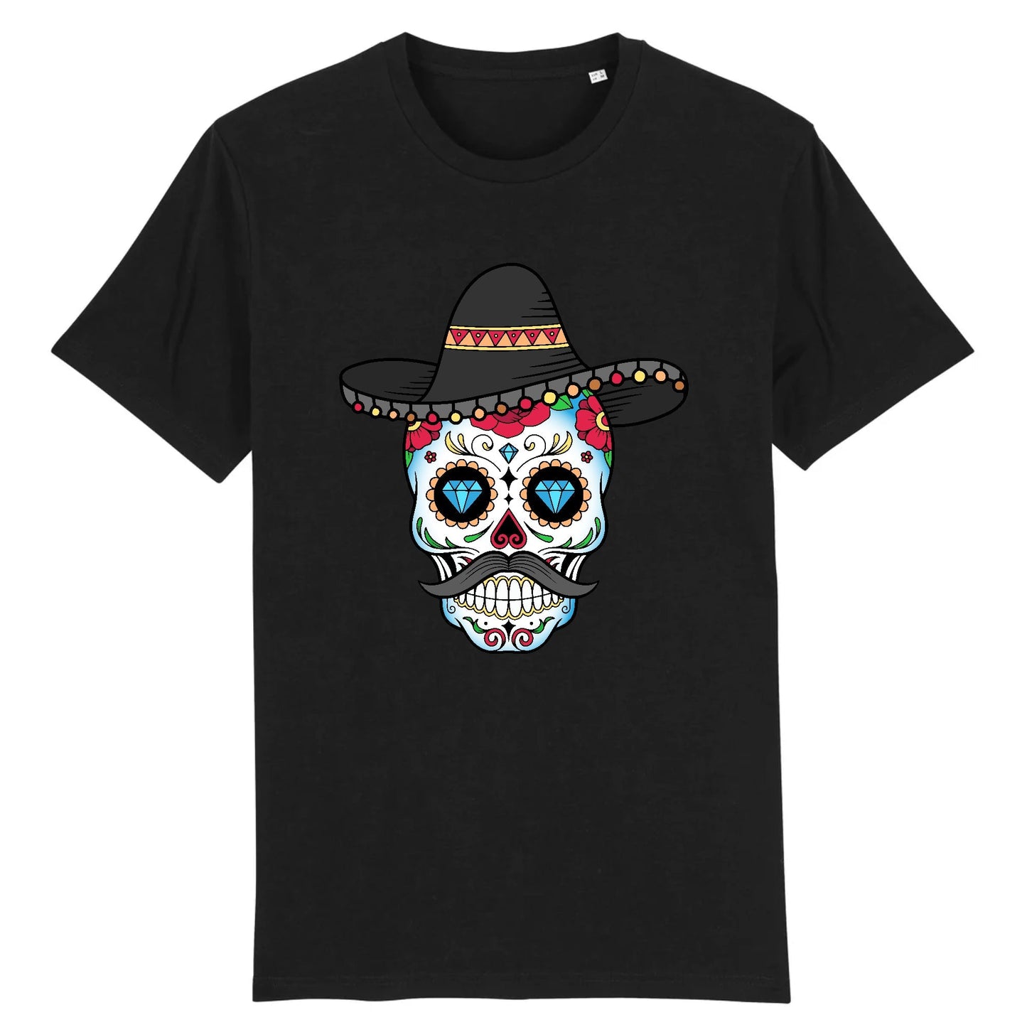 T shirt tete de mort mexicaine cow-boy