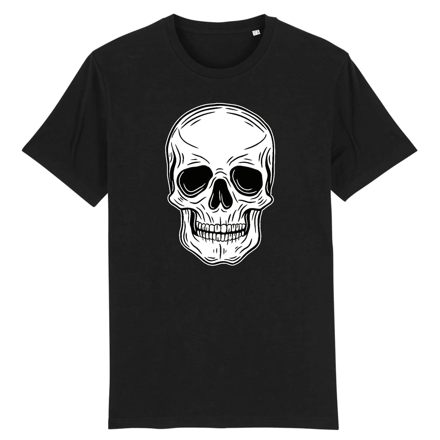 T shirt tête de mort blanche