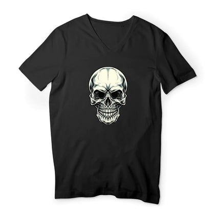 T shirt homme col V Tête de Mort horreur
