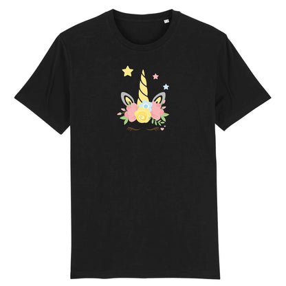 T shirt Unisex Licorne couronne fleurs
