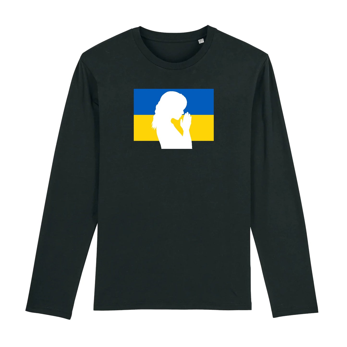 T shirt Manches longues Homme Ukraine Silhouette de Femme en Prière
