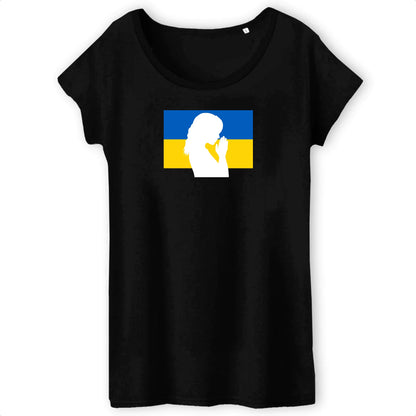 T shirt Femme Ukraine Silhouette de Femme en Prière