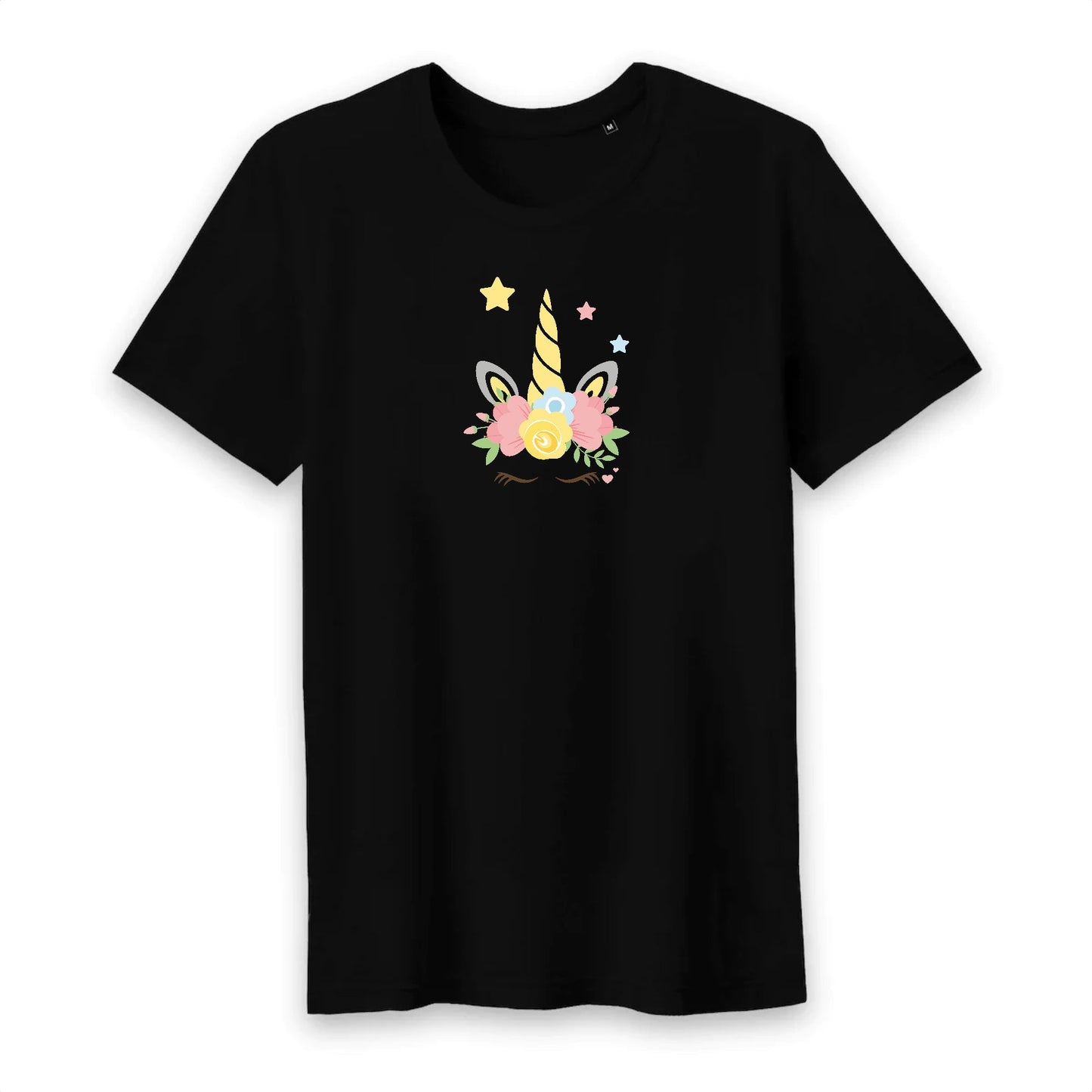 T shirt homme col rond Licorne couronne fleurs