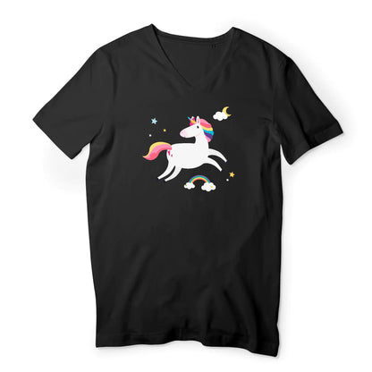T shirt homme col V Licorne sur les Nuages