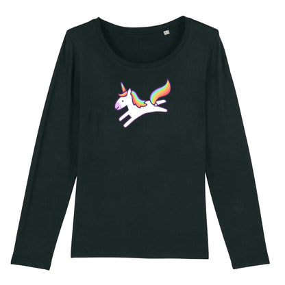 T shirt Manches longues Femme Licorne saute