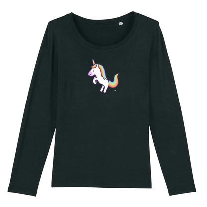 T shirt Manches longues Femme Licorne blanche