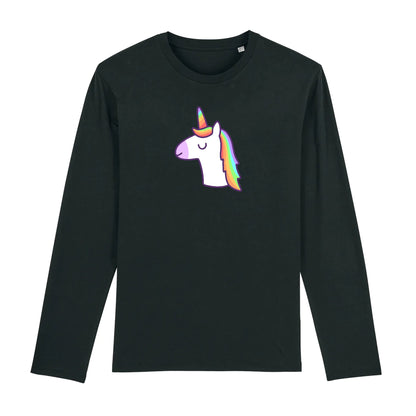 T shirt Manches longues Homme Licorne avec les yeux fermés