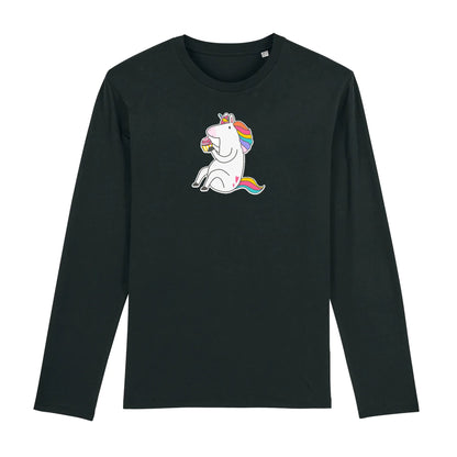 T shirt Manches longues Homme Licorne s'assoit
