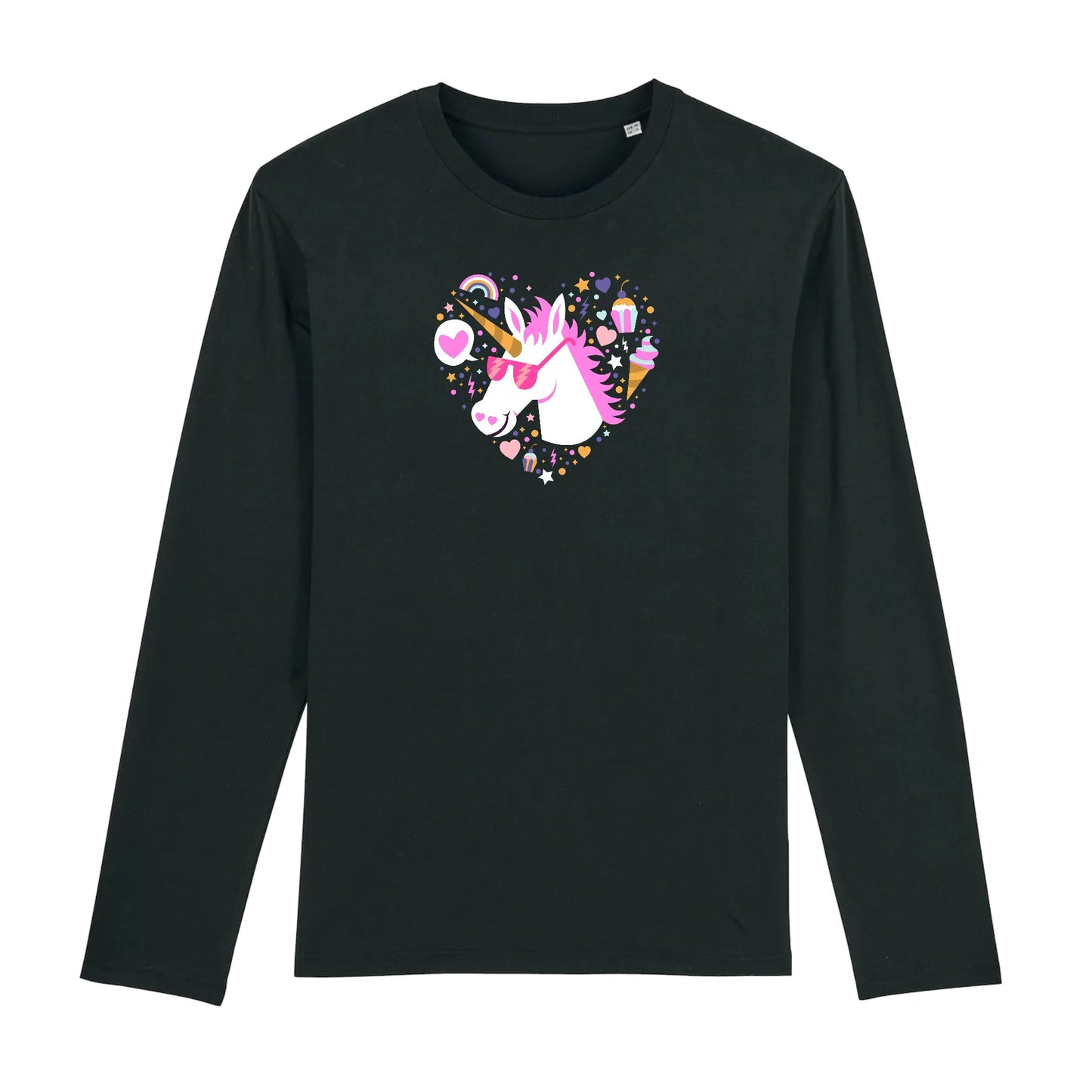 T shirt Manches longues Homme Licorne avec lunettes