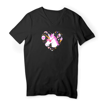 T shirt homme col V Licorne avec lunettes