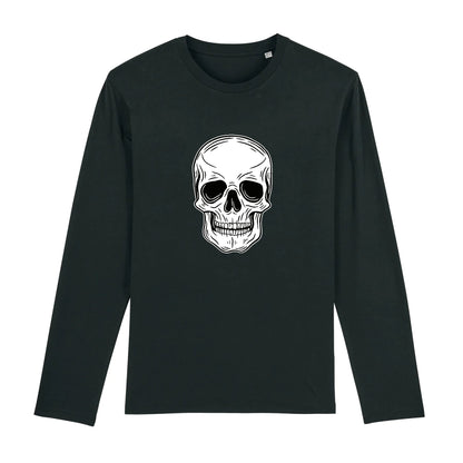 T shirt Manches longues Homme Tête de Mort Blanche