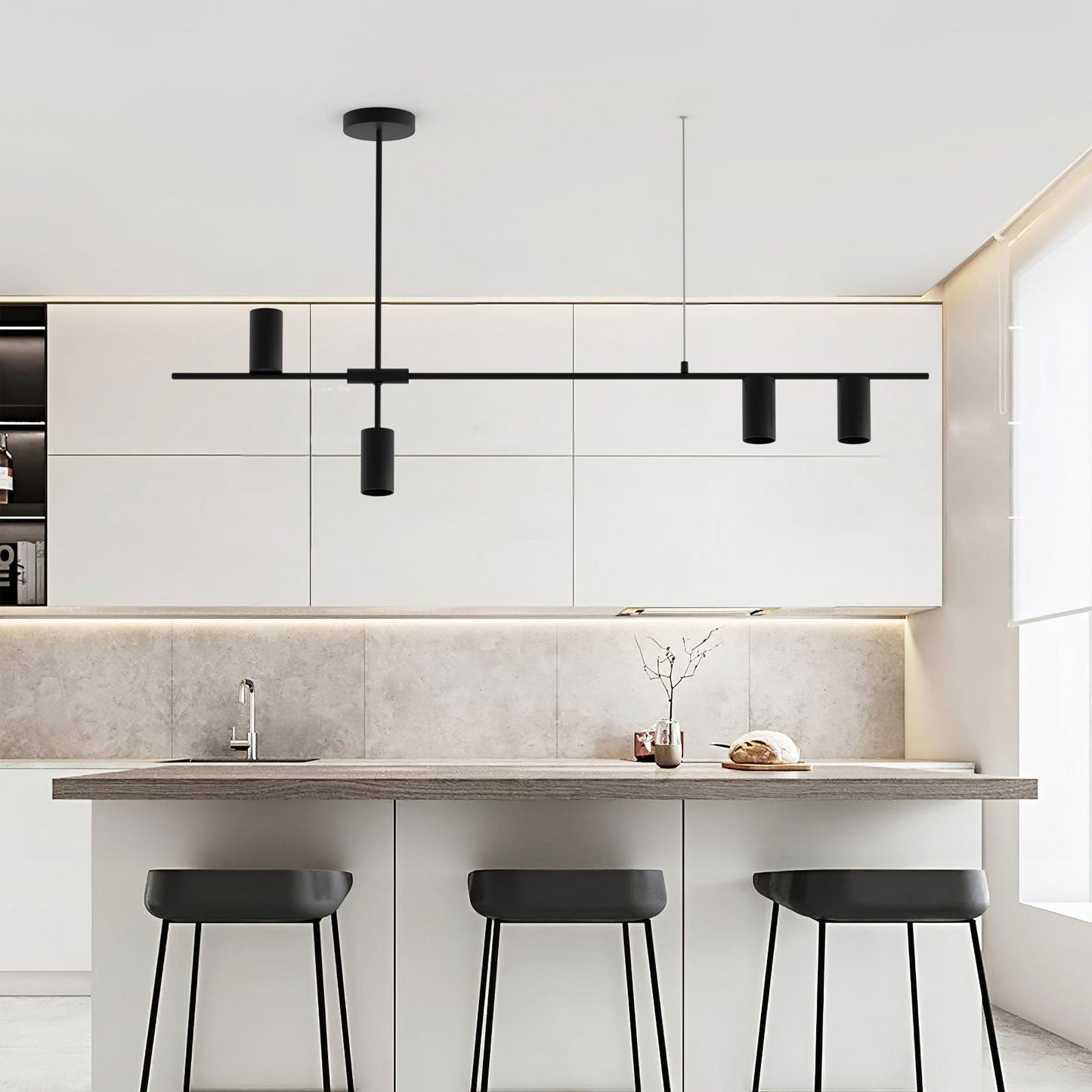 Chandelier Minimaliste Noir – Design Élégant et Moderne en Métal et Aluminium