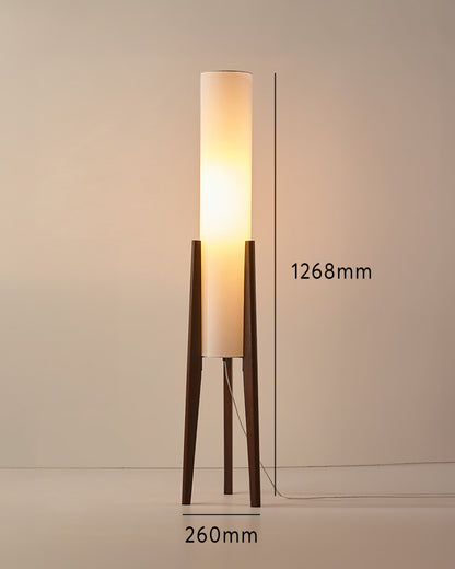 Lampadaire en Noyer – Élégance Nordic Retro avec Abat-jour en Tissu