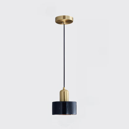 Suspension Cylinder – Lampe Moderne en Laiton et Bois avec Éclairage LED