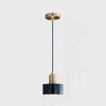 Suspension Cylinder – Lampe Moderne en Laiton et Bois avec Éclairage LED