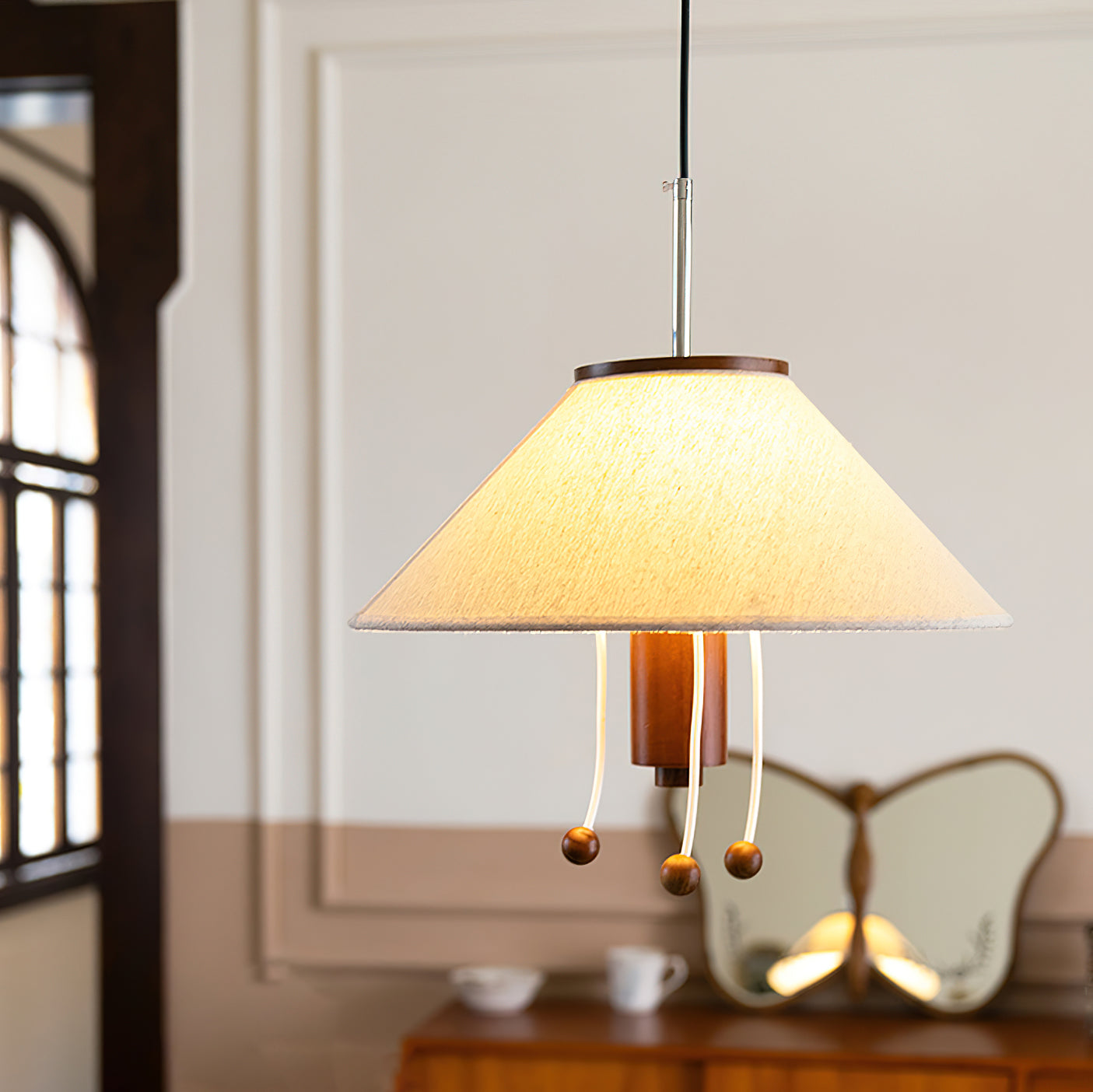 Suspension Octopus – Luminaire Sculptural en Métal et Bois avec Design Nautique