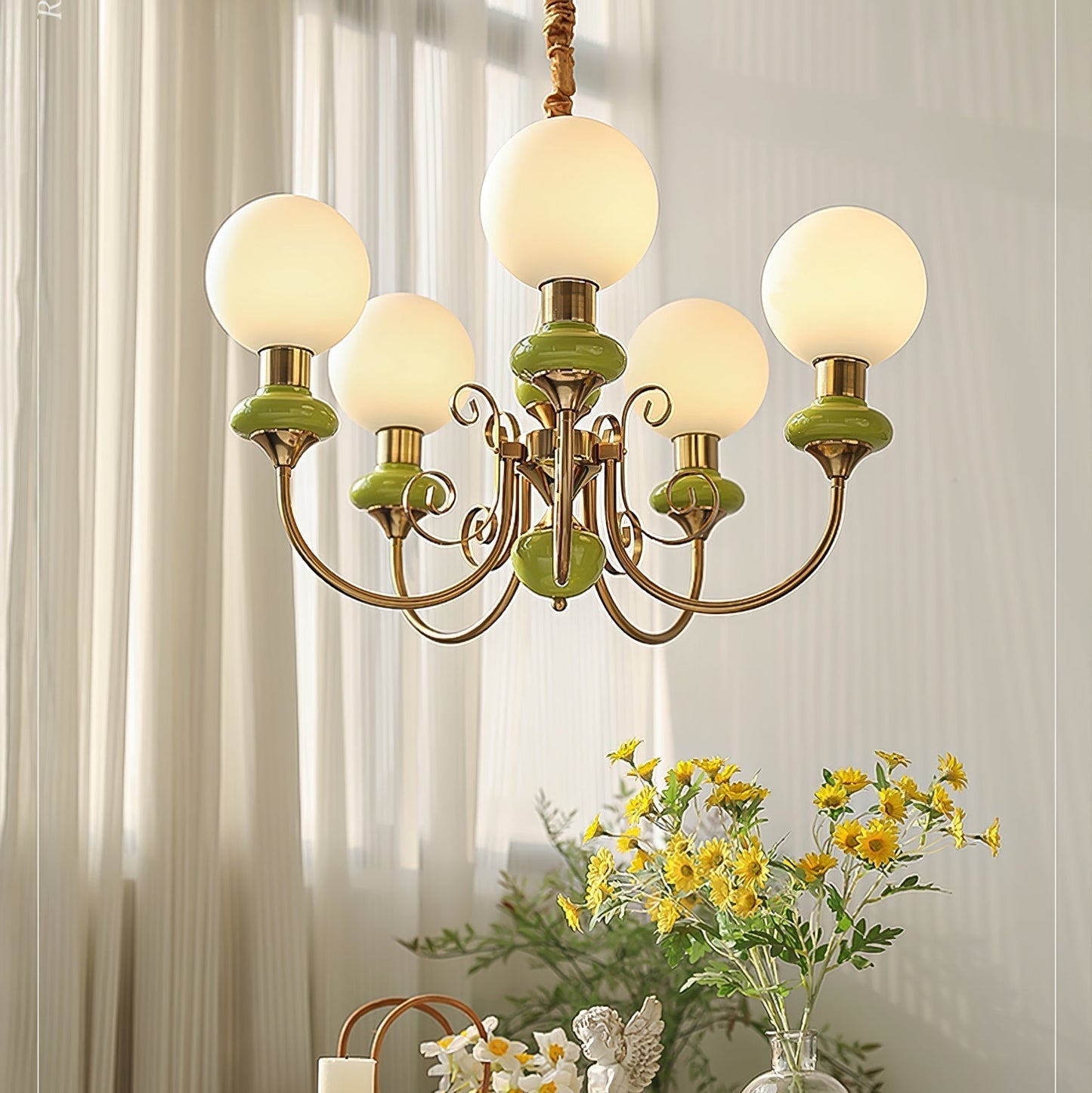 Chandelier Onyx Moderne – Luminaire Élégant en Métal et Verre pour Salon et Salle à Manger